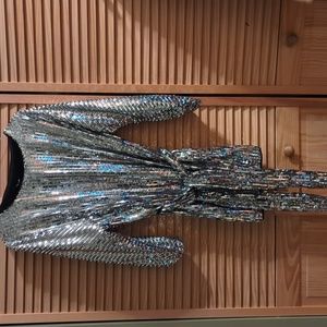Women's Sequin Silver Mini Shimmering Dress Size S